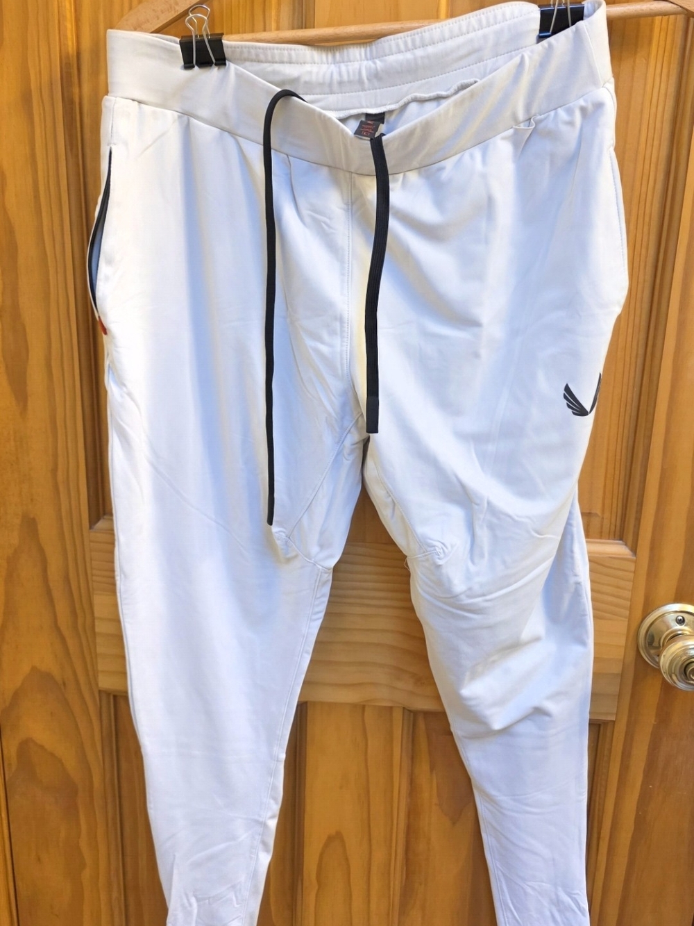 ASRV White Men's Jogger Sweatpants with Black Drawstrings